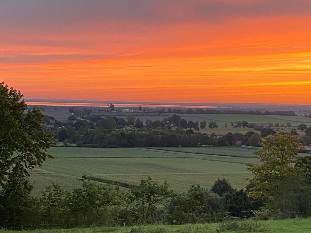 Sonnenuntergang über Feld